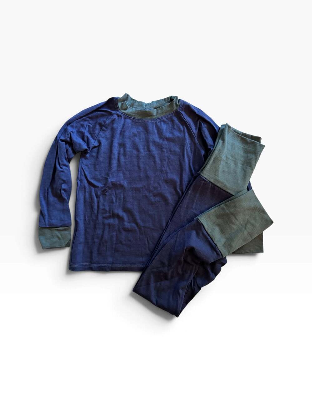 TK Clothing blue/green merino base layer set
